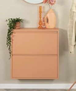 Køb Zapato - Skoskab med 2 dobbelt rum - terracotta farvet metal online billigt møbel