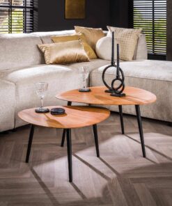 Køb Tripolis - Sofabordssæt med to borde i massiv akacietræ online billigt møbel