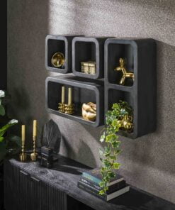 Køb Clay - Hyldesæt af massiv gråbejdset akacietræ online billigt møbel