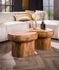 Køb Casso - Sofabordssæt i sandfarvet mango træ online billigt møbel