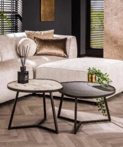 Køb Pablo - Sofabordssæt i to farver skifer og metalstel online billigt møbel
