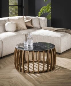 Køb Drumie - Sofabord i mangotræ og sort marmor online billigt møbel