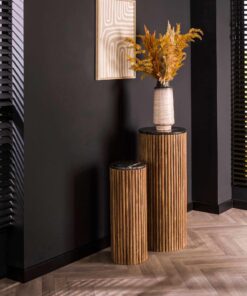 Køb Viola - Blomstersøjle sæt i mangotræ og sort marmor online billigt møbel