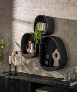 Køb Blunt - Lukket væghyldesæt i grå metal online billigt møbel