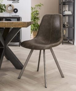 Køb Oxen - 4 Spisebordsstole i taupe PU læder online billigt møbel