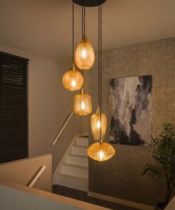 Køb Misuna - Loftlampe med fem ravfarvede glasskærme Levering med pære(r) online billigt møbel