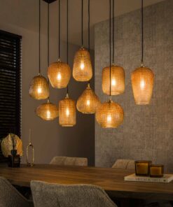 Køb Misuna - Loftlampe med ni forskellige ravfarvede glasskærme Levering med pære(r) online billigt møbel