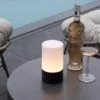 Køb Orta - Udendørs cylinderformet bordlampe i sort metal og plast online billigt møbel
